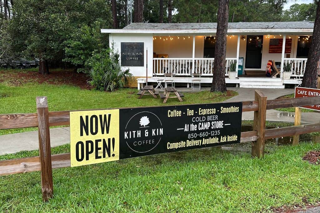 Topsail Hill Preserve State Park Campground Review: Visit Kith & Kin for a coffee, beer or smoothie. 