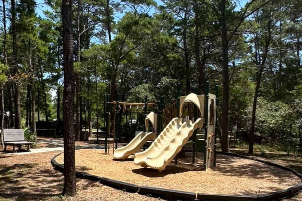 Topsail Hill Preserve State Park Campground Review: The playground provides shaded entertainment for the kids. 