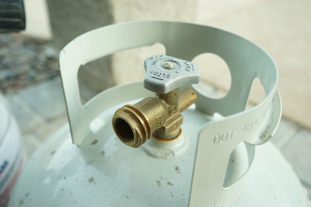 Propane tank for full time RV living in winter.