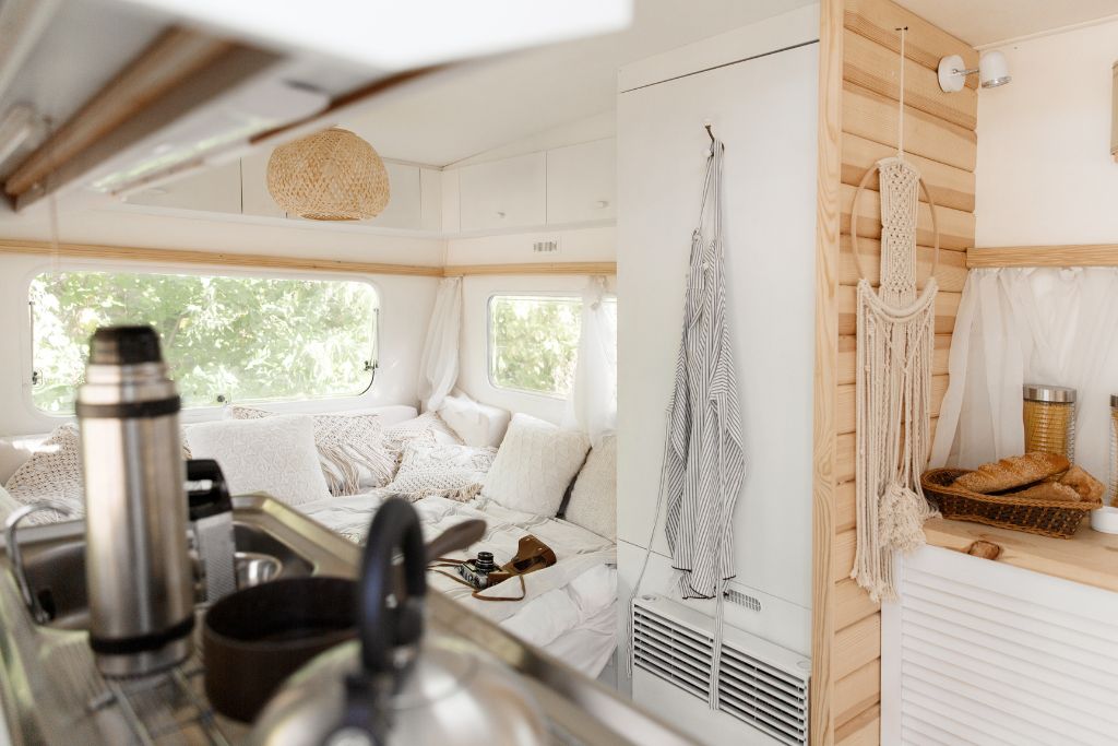 Even with the most beautifully organized RV., space. is still limited. 