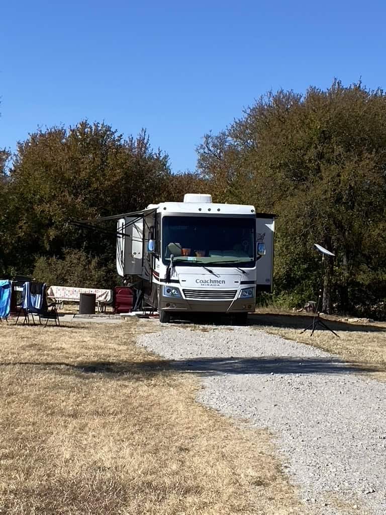 RV Living in Texas - an RV campsite at Bay Landing Thousand Trails, outside of Dallas Texas. 
